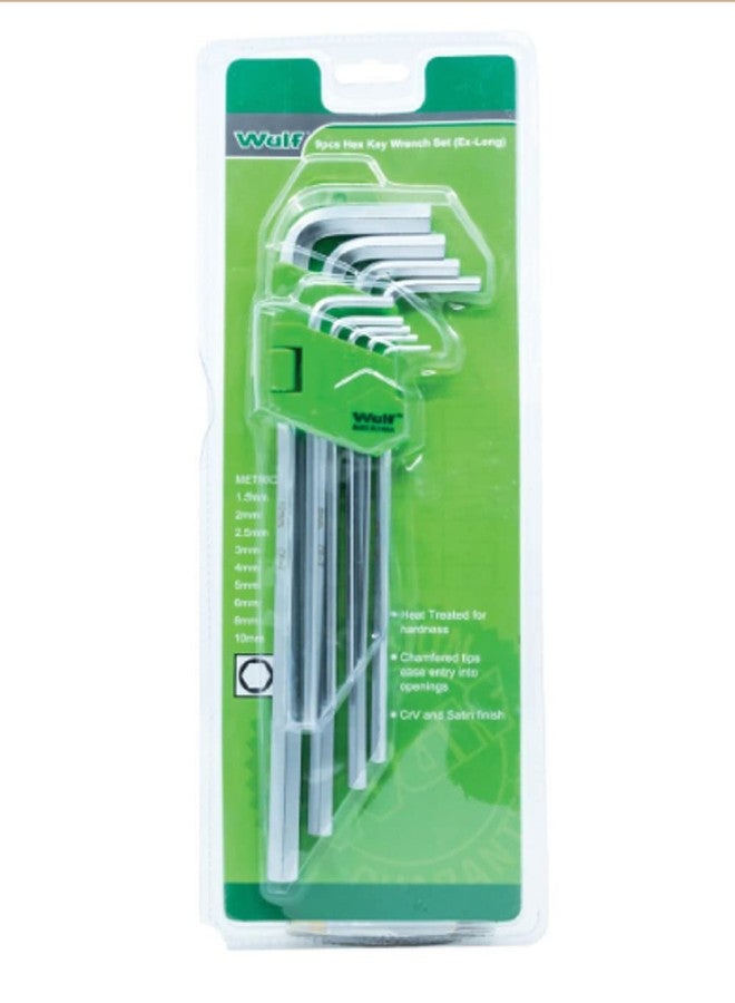 وولف مجموعة مفاتيح ألين طويلة مترية على شكل حرف L من وولف (مجموعة من 9 قطع) | مجموعة مفاتيح ألين شديدة التحمل من فولاذ الكروم والفاناديوم | أدوات مفاتيح ألين مقاومة للصدأ وعالية العزم لإصلاحات المنزل والدراجات وأعمال الصيانة المنزلية والاحترافية - Image 1